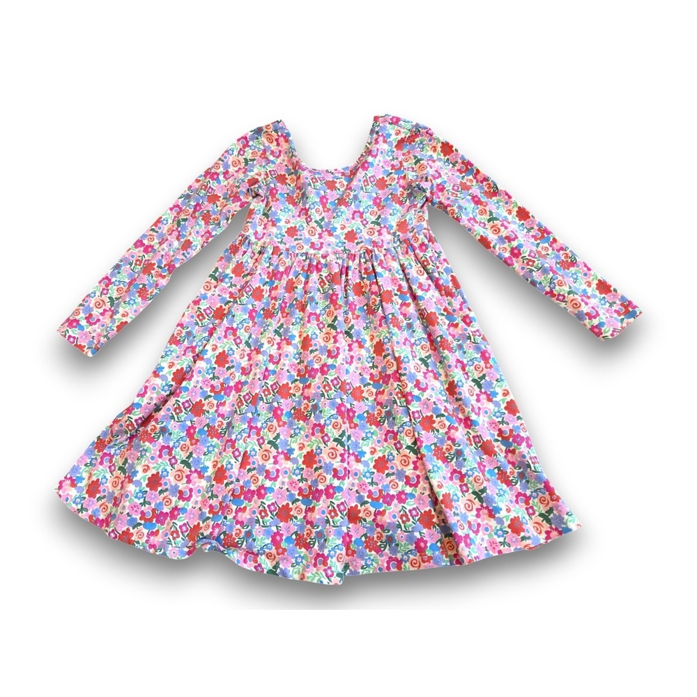 Hanna Andersson Long Sleeve Pocket Dress Pink Floral Girls 130 US 8